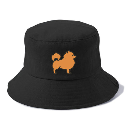 Pomeranian - Orange fluffy flat side profile - Bucket Hat - Black