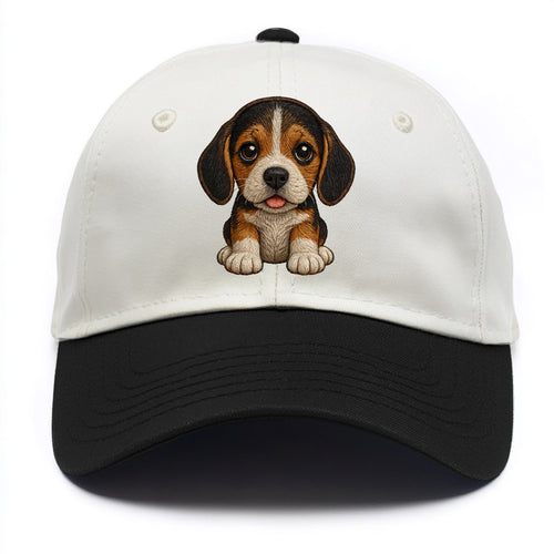 Baby Beagle Puppy - tricolor coat, long droopy ears, big pleading eyes, - Two Tone Cap