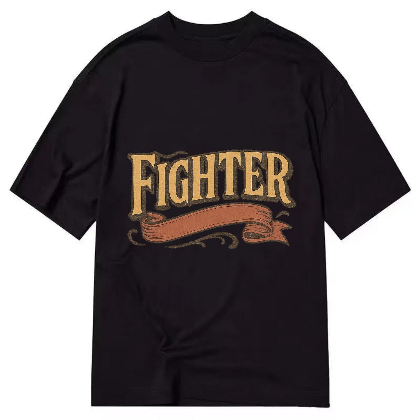Bold typography design - "FIGHTER" - never giving up, battling on - Classic T-shirt - Black