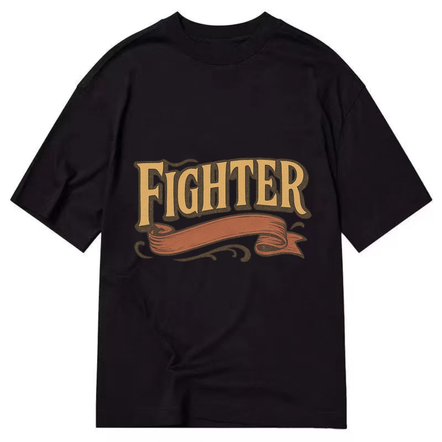 Bold typography design - "FIGHTER" - never giving up, battling on - Classic T-shirt - Black