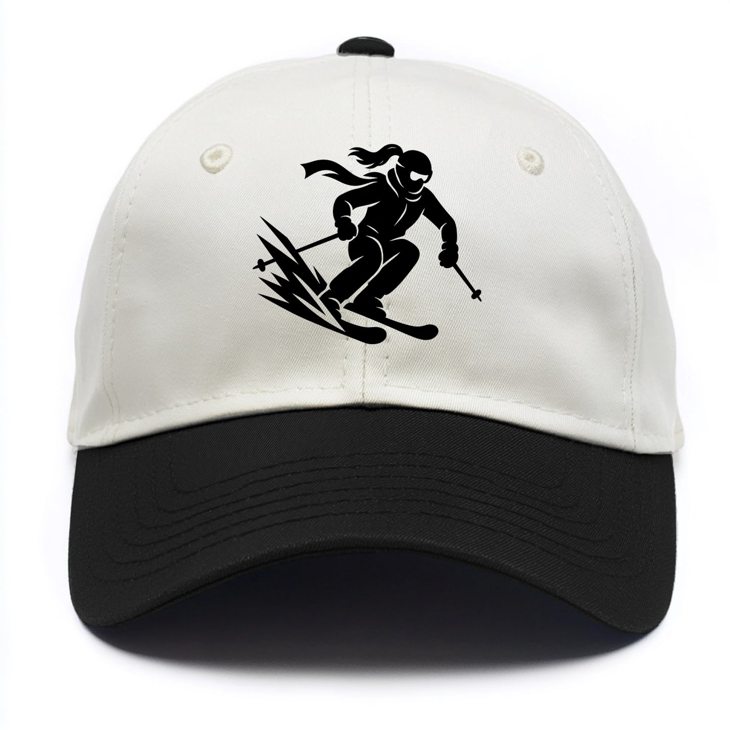 Skier carving down snowy slope - Two Tone Cap - Black