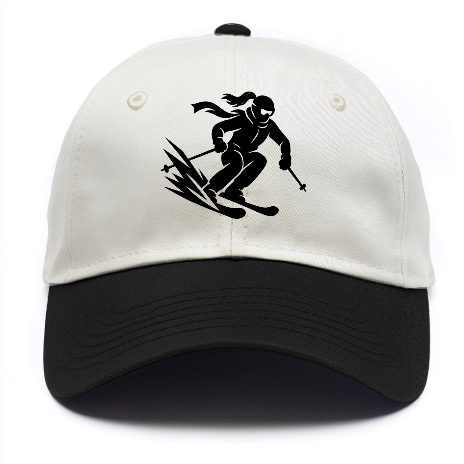 Skier carving down snowy slope - Two Tone Cap - Black