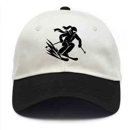 Skier carving down snowy slope - Two Tone Cap - Black
