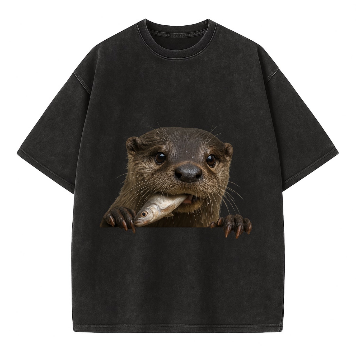 River Otter  - Vintage T-shirt - Black