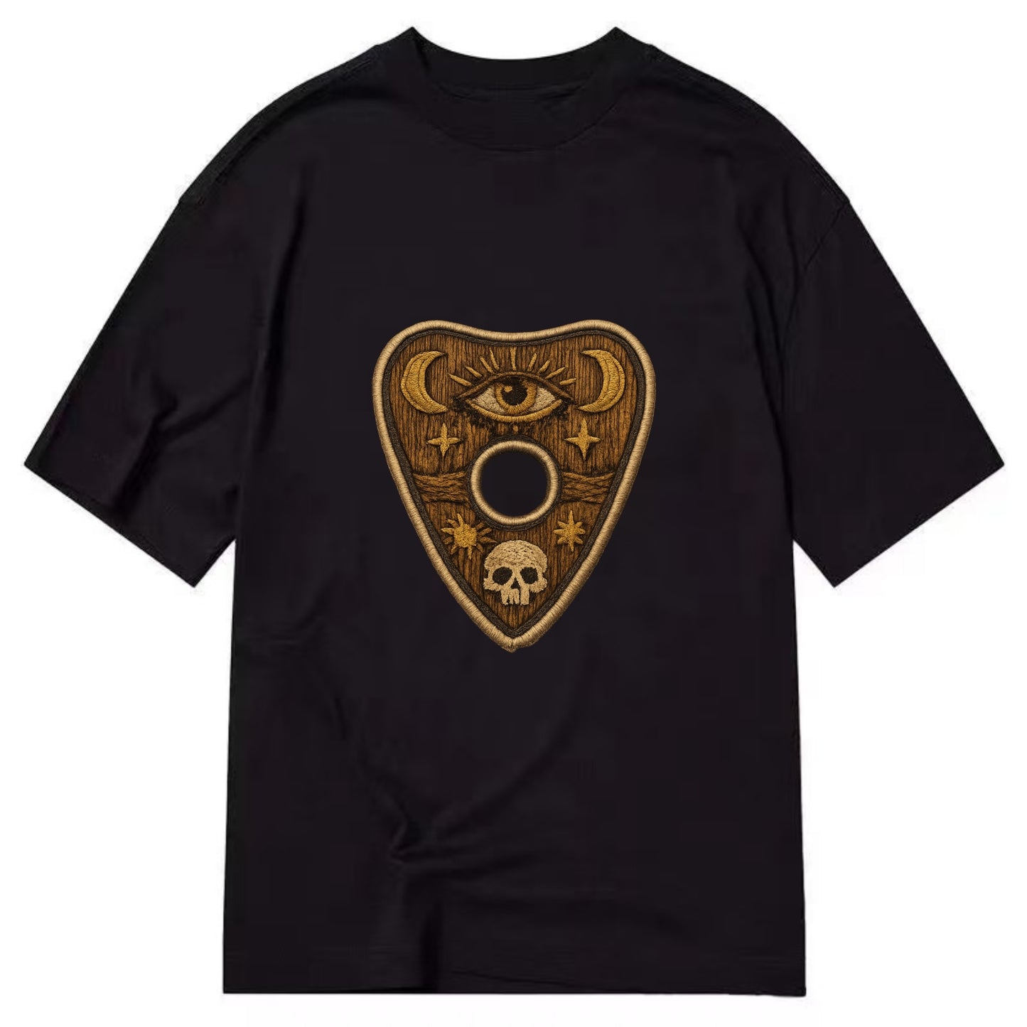 OUIJA PLANCHETTE - spirit board pointer in wood and gold , seance - Classic T-shirt - Black