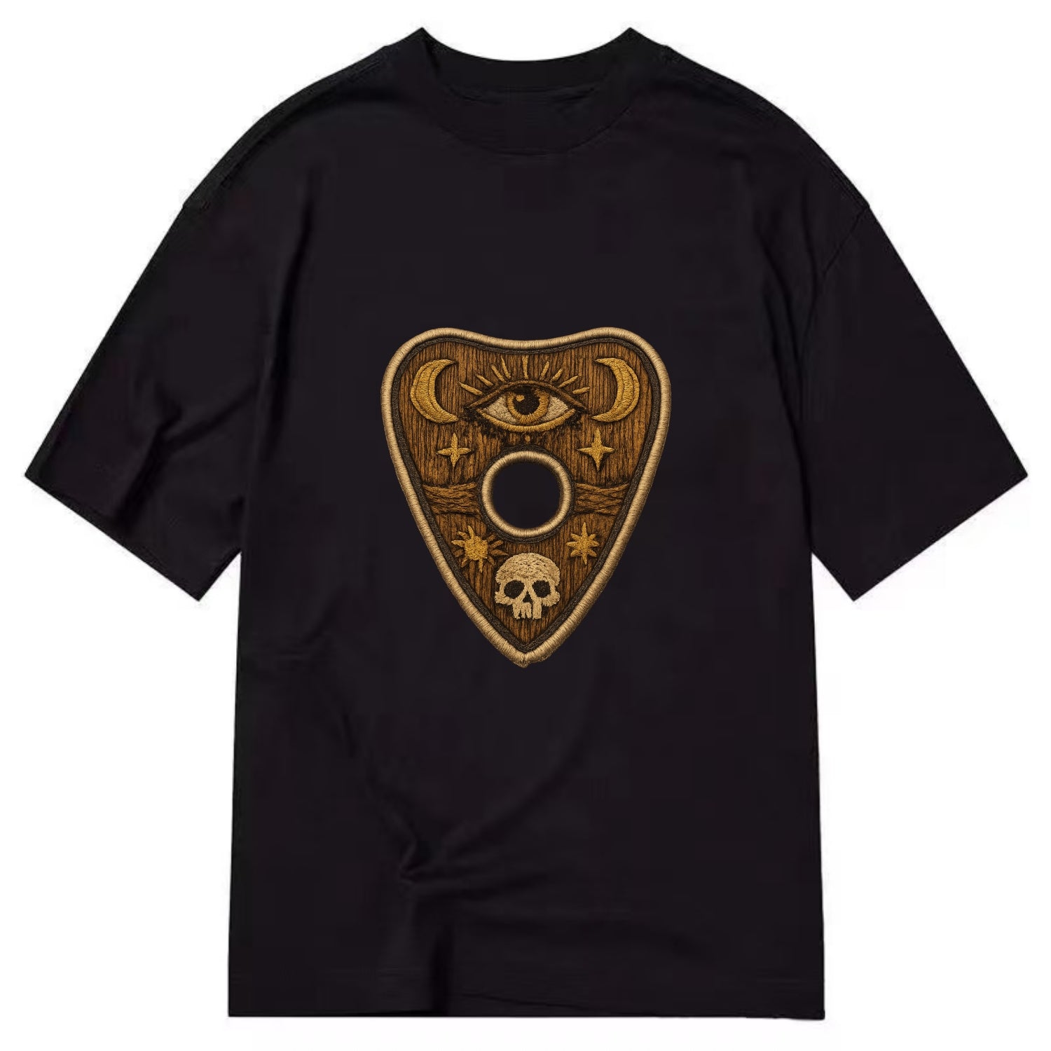 OUIJA PLANCHETTE - spirit board pointer in wood and gold , seance - Classic T-shirt - Black