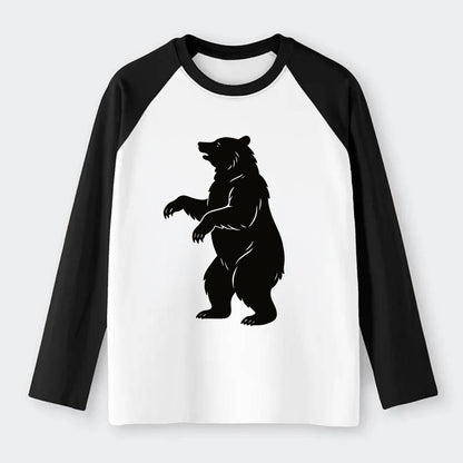 Bear standing on hind legs - Raglan Long Sleeve T-Shirt - Black