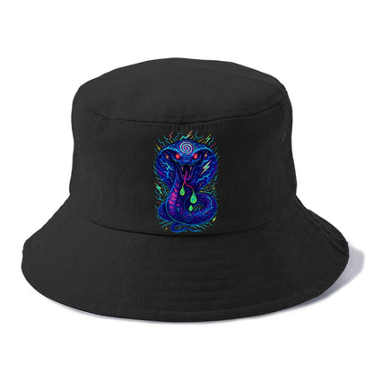 Mesmerizing cobra with hypnotic spiral patterns in the hood, scales that shimmer with - Bucket Hat - Black
