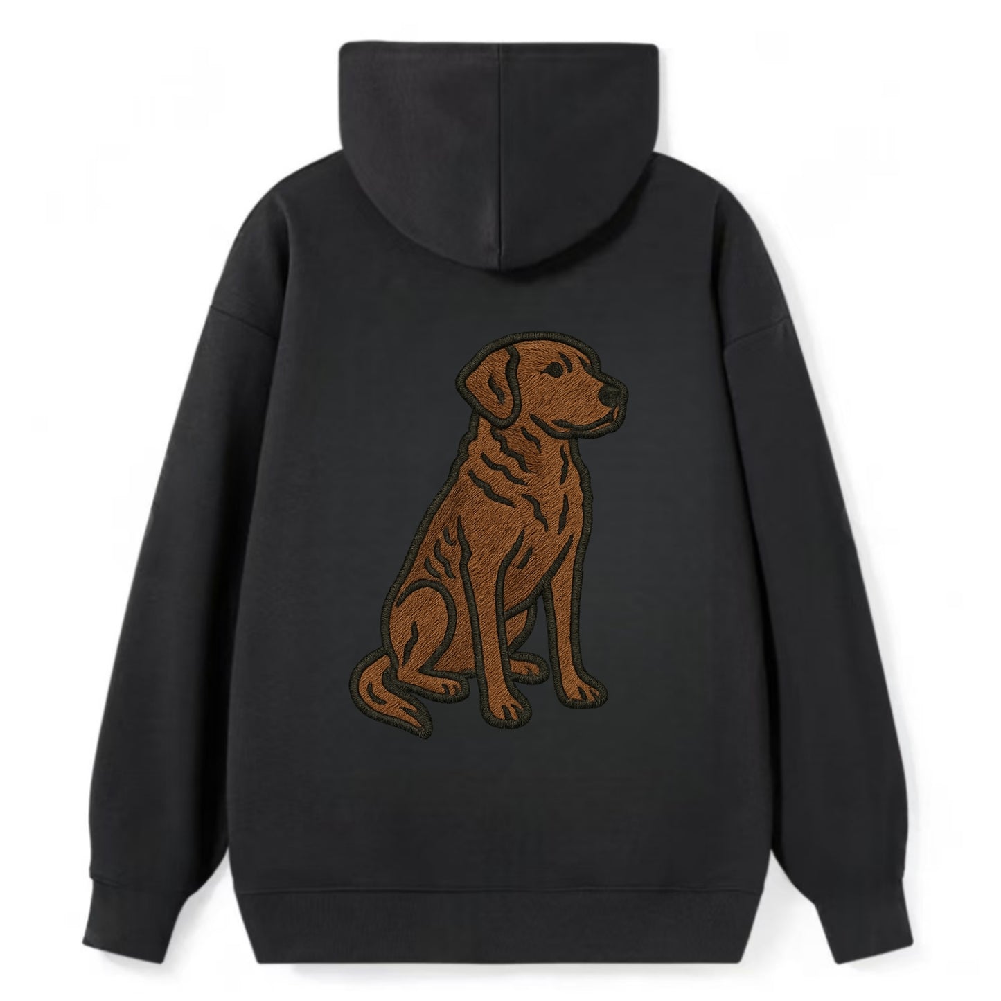 Chesapeake Bay Retriever - Brown wavy coat embroidered sitting pose - Classic Pullover Hoodie - Black