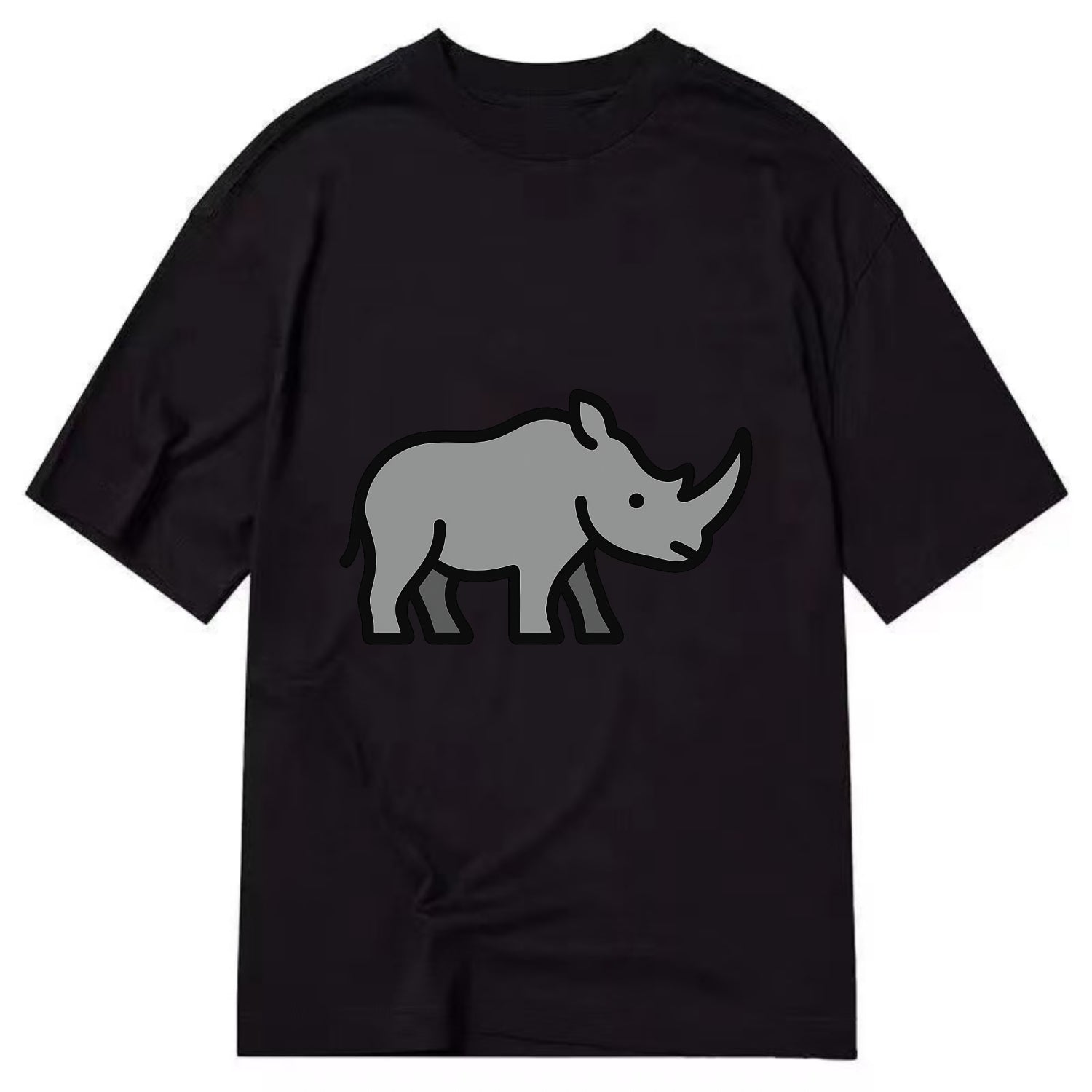 Rhinoceros - Gray with horn flat side profile - Classic T-shirt - Black