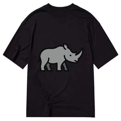 Rhinoceros - Gray with horn flat side profile - Classic T-shirt - Black