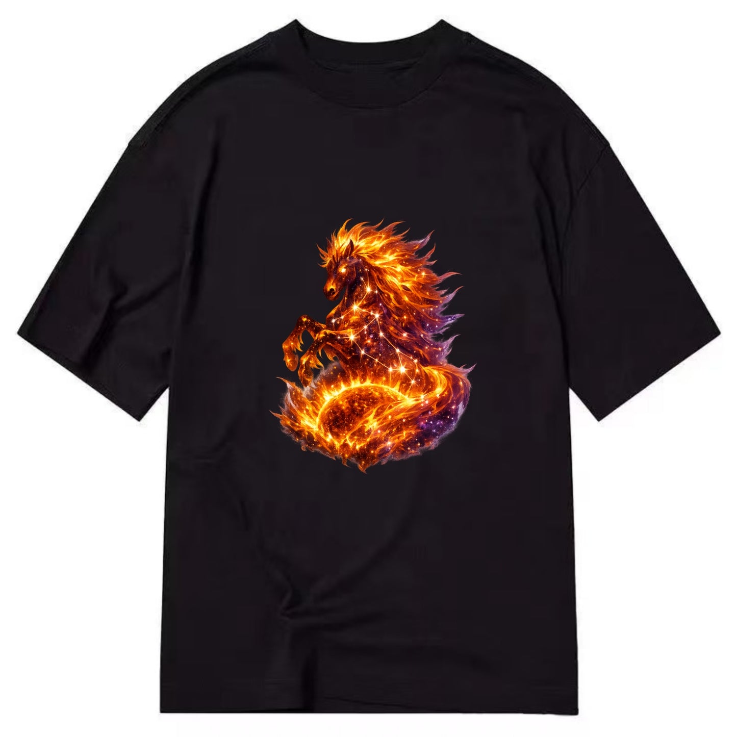 SOLAR FLARE | Horse emerging from the sun | Solar corona mane | Star power | - Classic T-shirt - Black