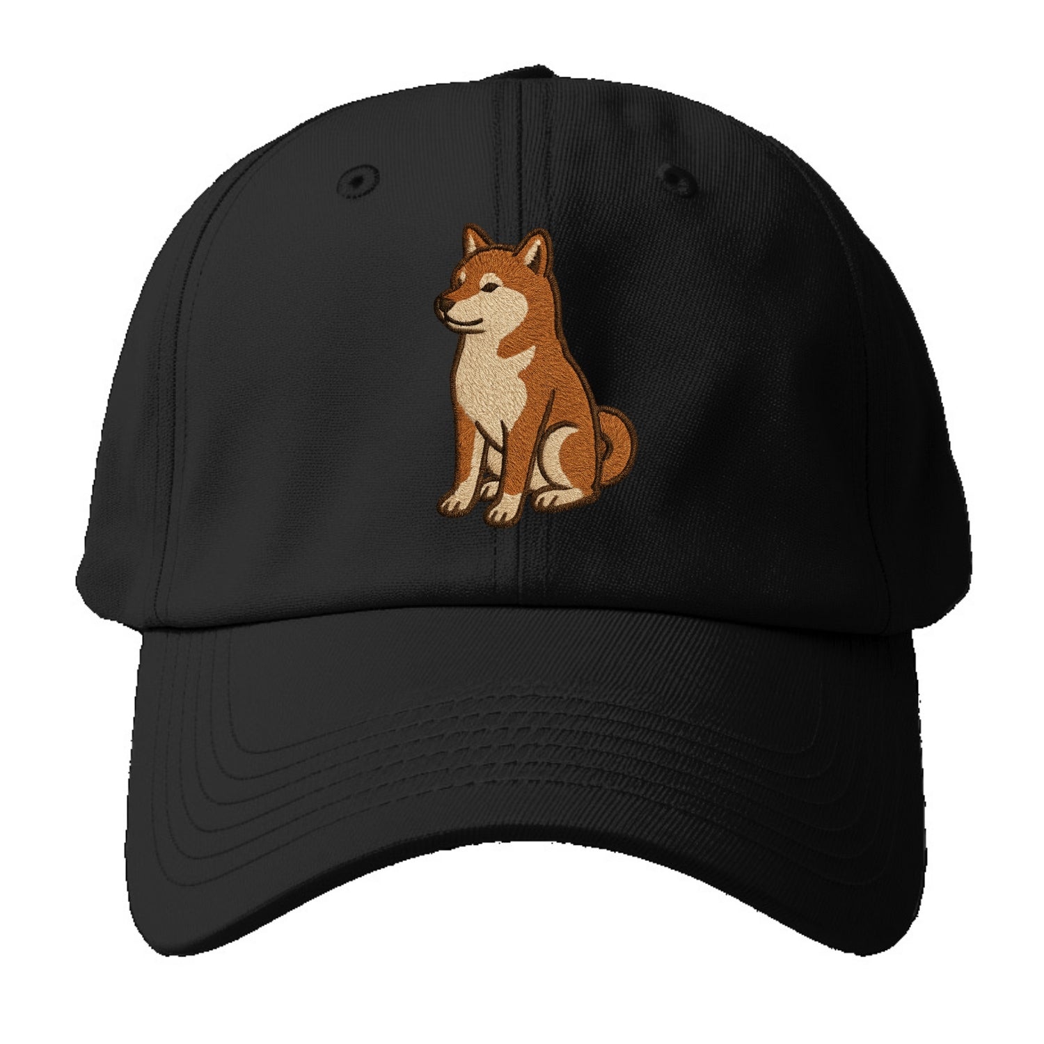 Shiba Inu - Red sesame embroidered sitti Baseball Cap - Black