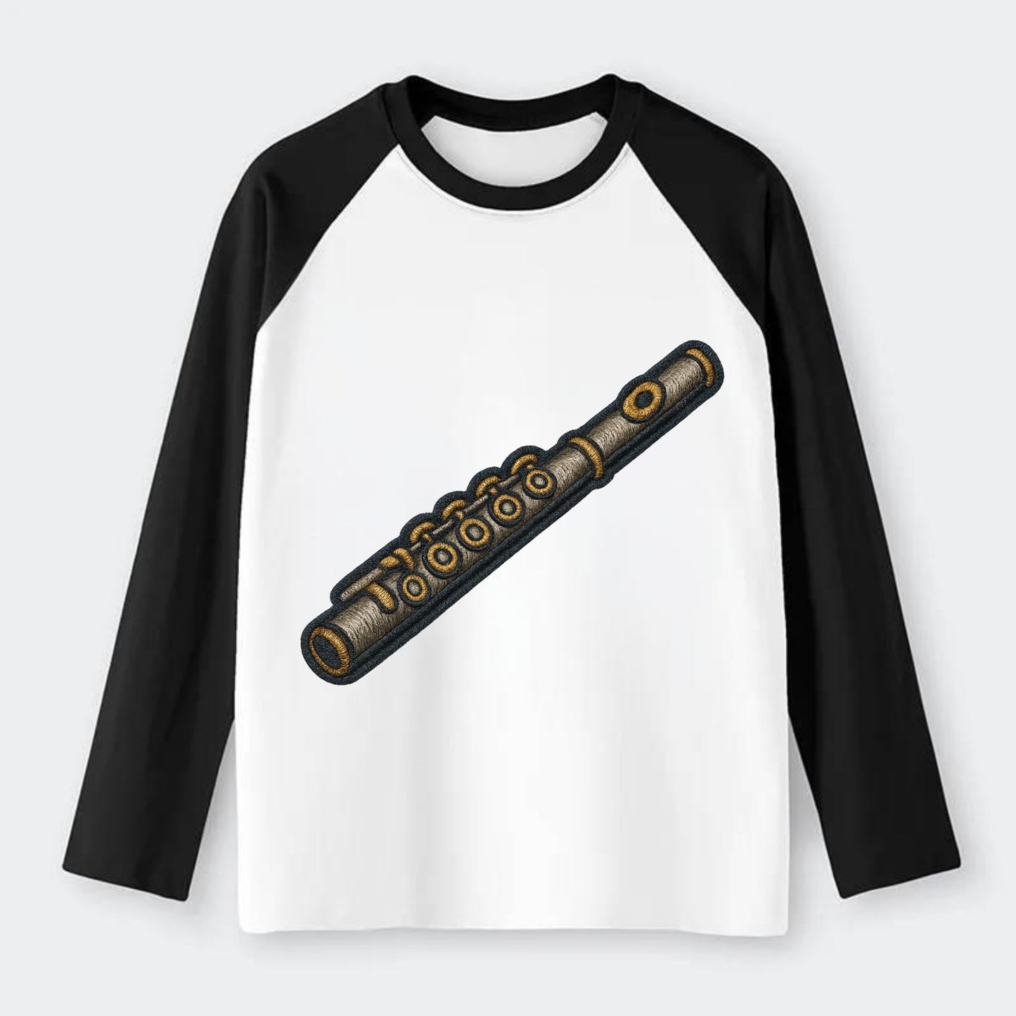 Flute  - Raglan Long Sleeve T-Shirt - Black
