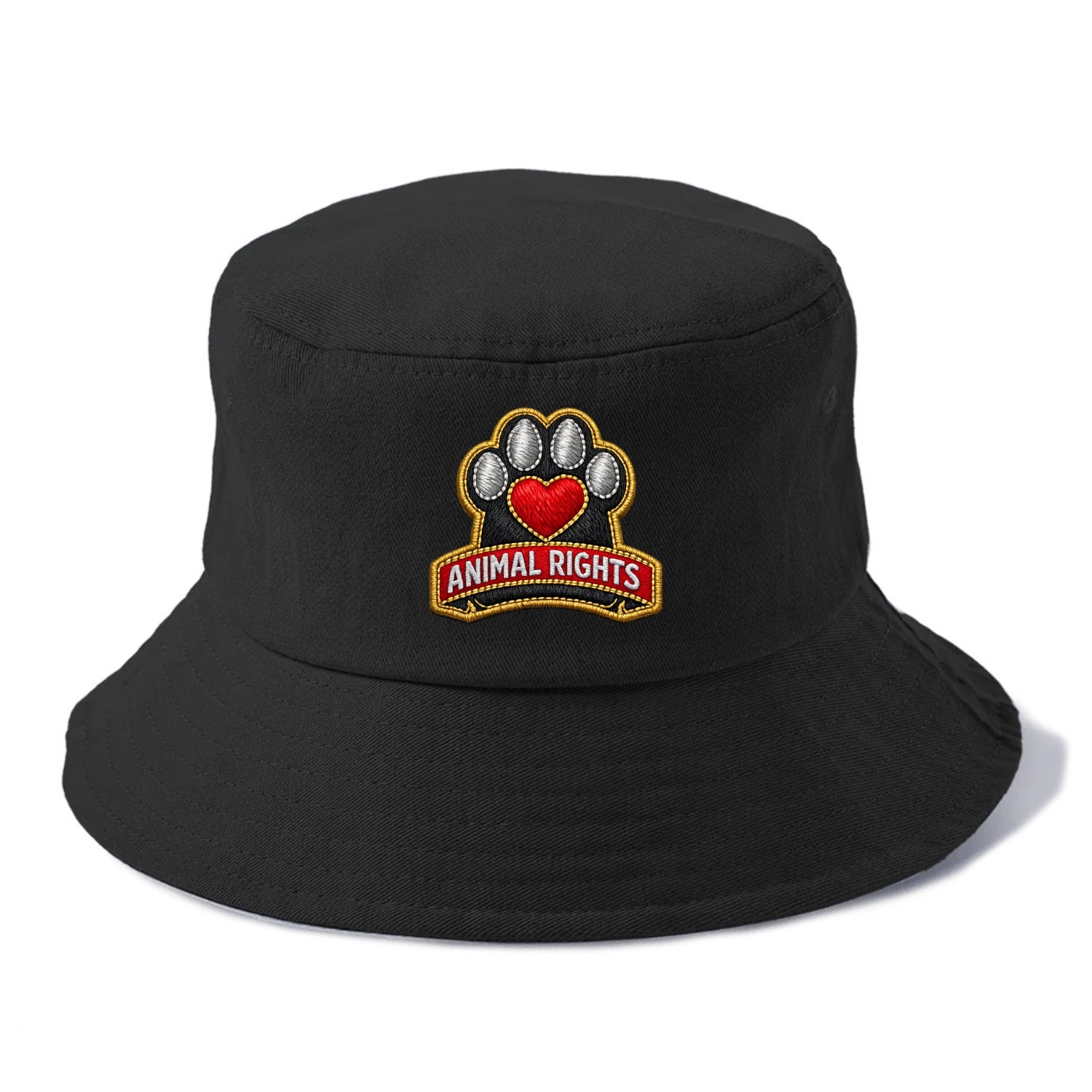 ANIMAL RIGHTS - raised paw with heart in red , advocacy - Bucket Hat - Black