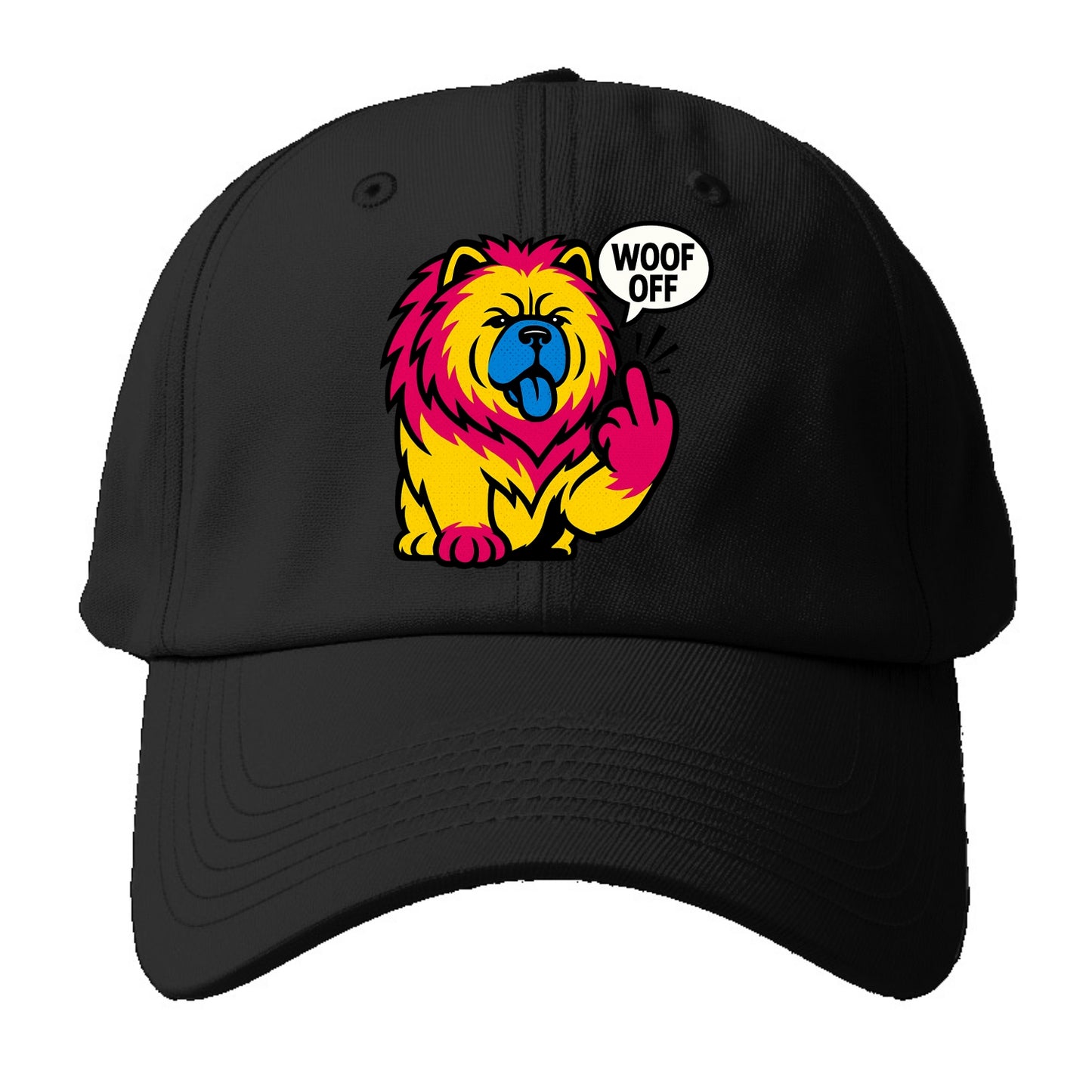 Chow Chow with lion mane and blue-black tongue, fluffy dignified paw up with sass - Baseball Cap - Black