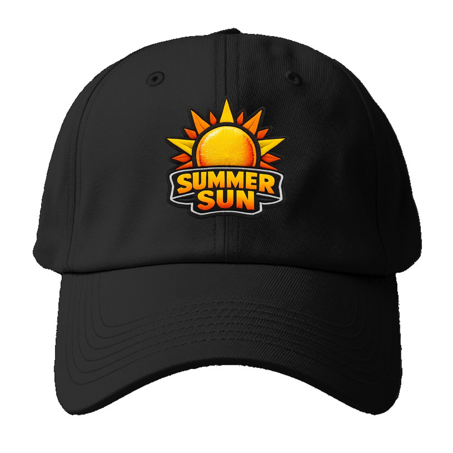 SUMMER SUN - bright sun with rays in yellow and orange , hot season - Baseball Cap - Black