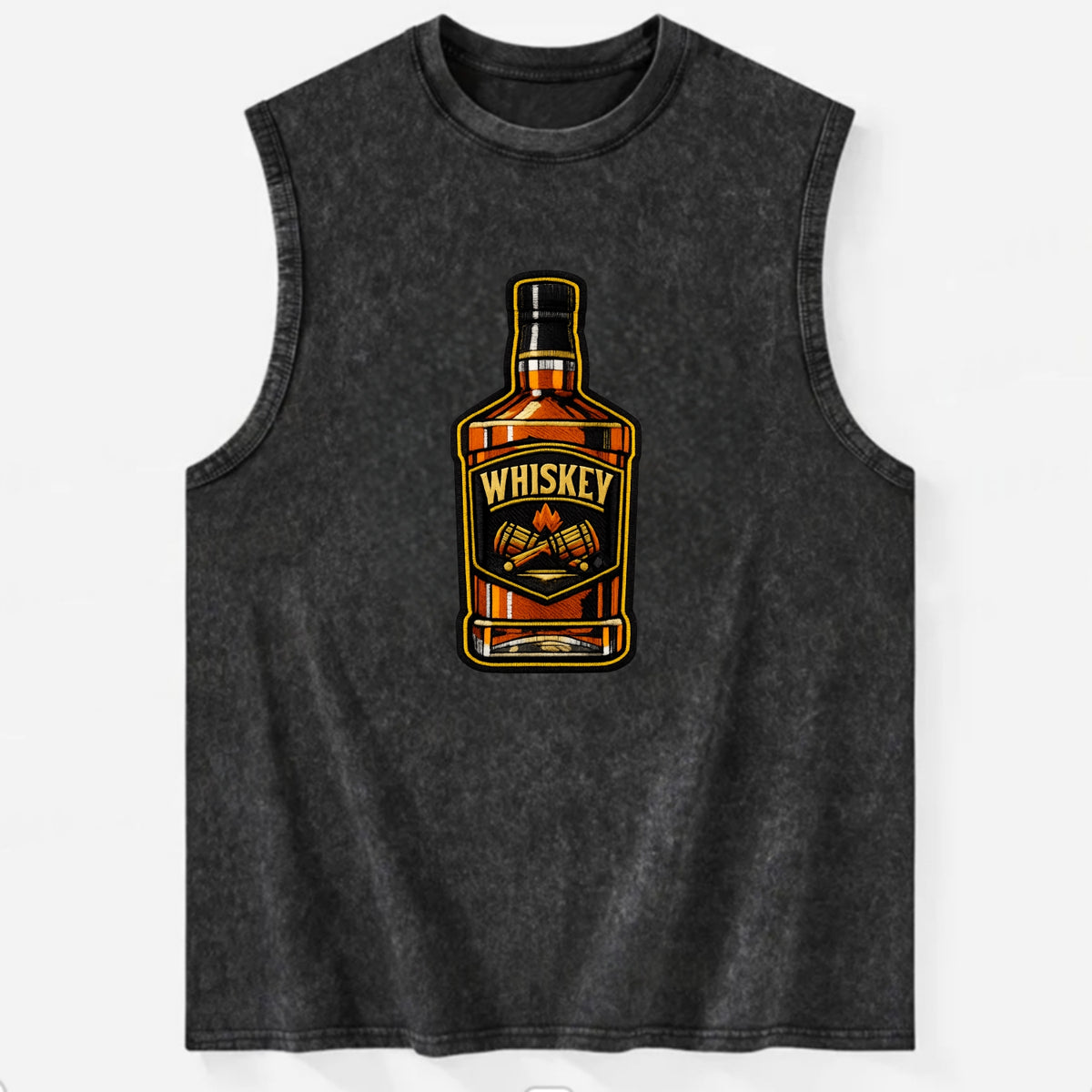 WHISKEY BOTTLE - bourbon bottle in amber and gold , spirits connoisseur - Vintage Washed Tank - Black
