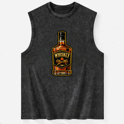 WHISKEY BOTTLE - bourbon bottle in amber and gold , spirits connoisseur - Vintage Washed Tank - Black