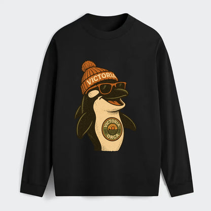 Victoria Orca wearing Victoria beanie wi - Classic Long Sleeve Shirt - Black