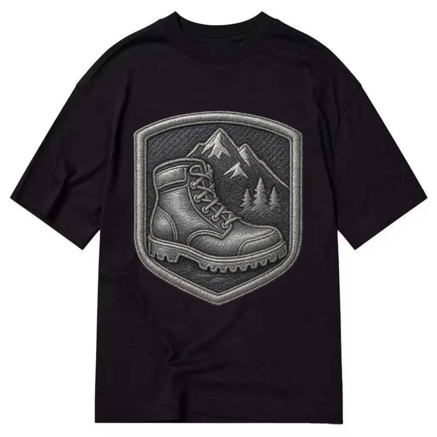 Hiking boots with mountain peak - hiker pride - Classic T-shirt - Black