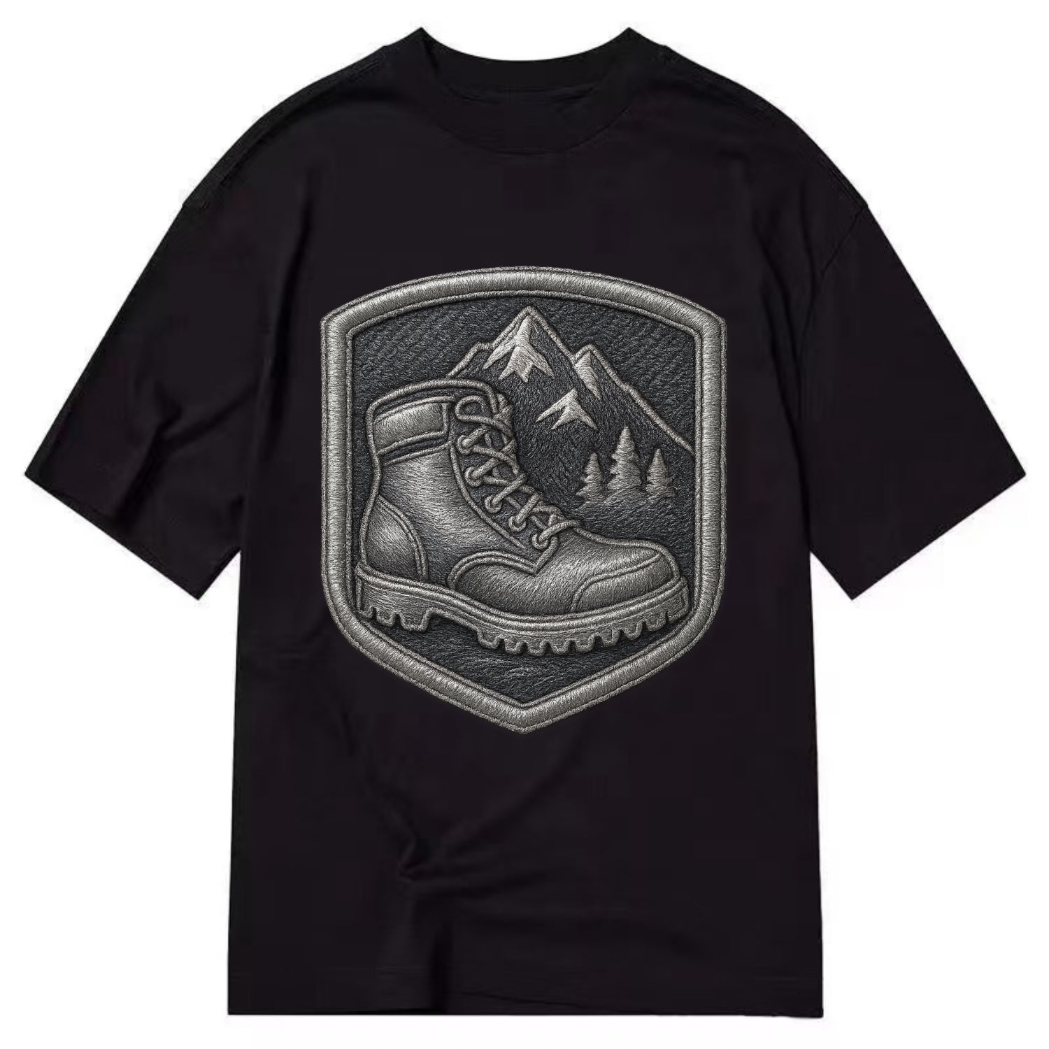 Hiking boots with mountain peak - hiker pride - Classic T-shirt - Black