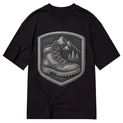 Hiking boots with mountain peak - hiker pride - Classic T-shirt - Black