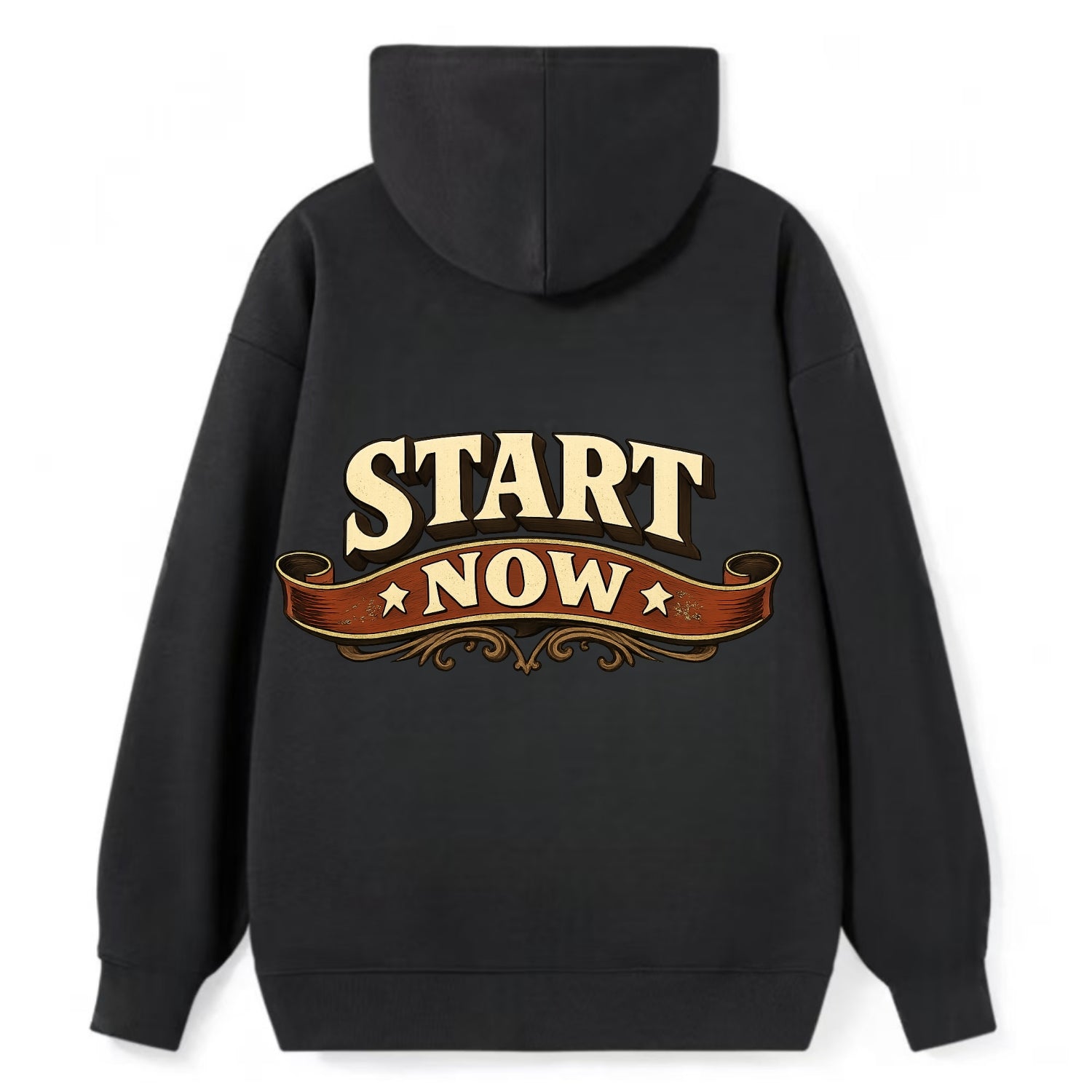 Bold typography design - "START NOW" - begin immediately, no delay - Classic Pullover Hoodie - Black
