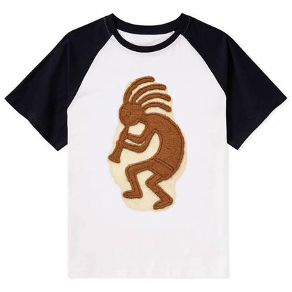 Kokopelli  - Contrast Raglan T-shirt - Black
