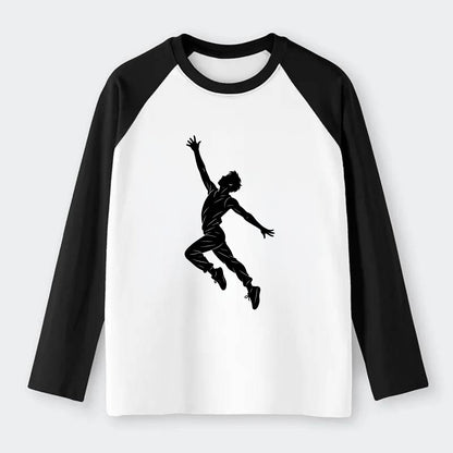 Modern dancer reaching skyward - Raglan Long Sleeve T-Shirt - Black