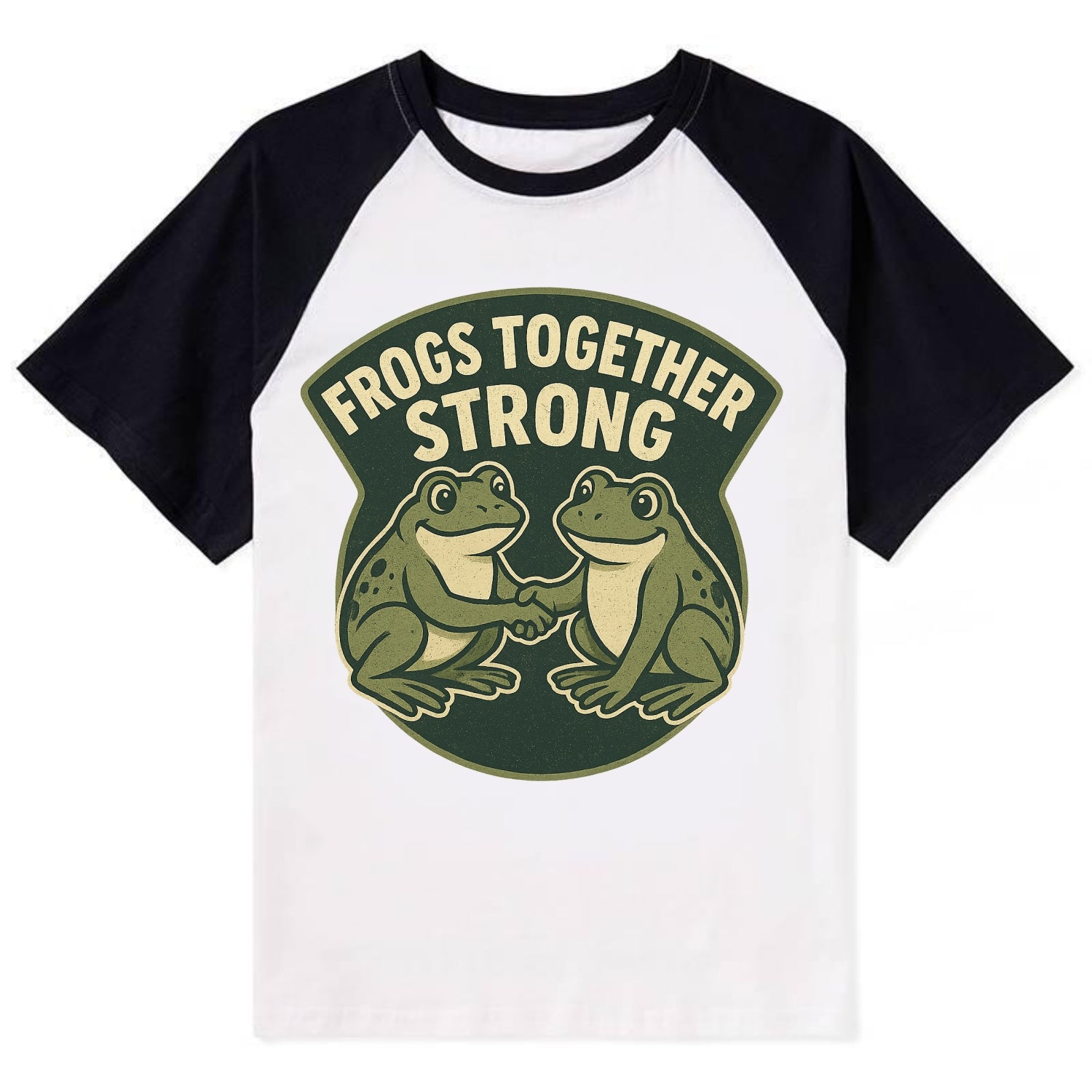 Frogs Together Strong 3 - Contrast Raglan T-shirt - Black