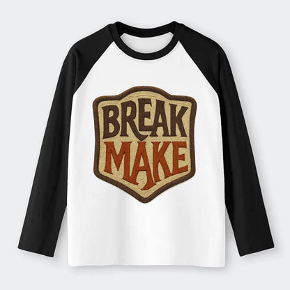 BREAK;MAKE THE RULES Rebel Red Snapback - Raglan Long Sleeve T-Shirt - Black