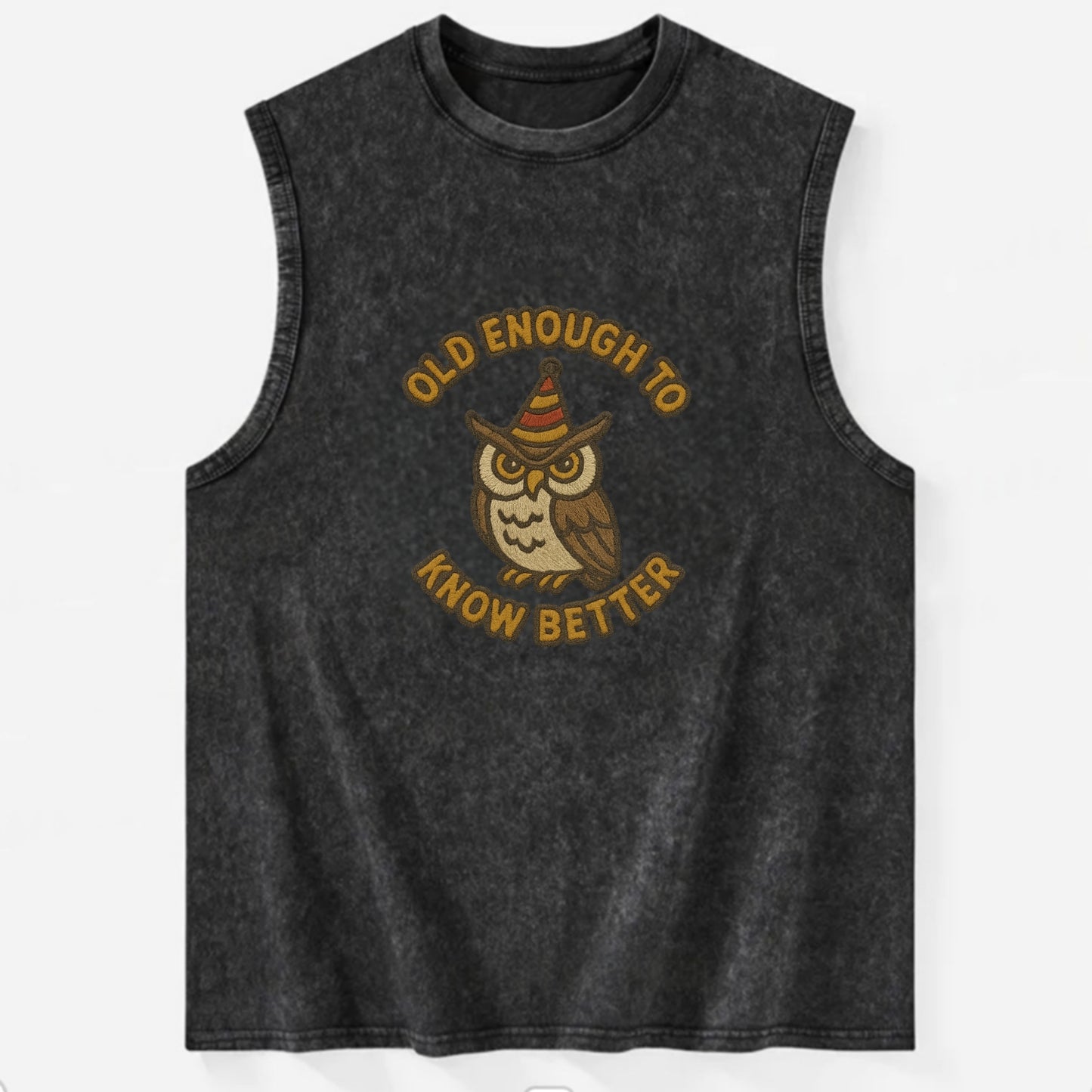 Old Enough To Know Better  - Vintage Washed Tank - Black