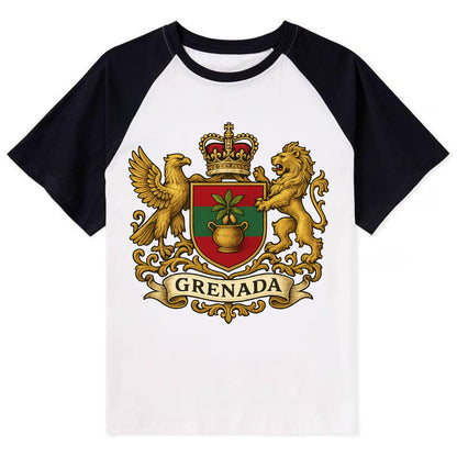 Grenada Heritage Badge  - Contrast Raglan T-shirt - Black