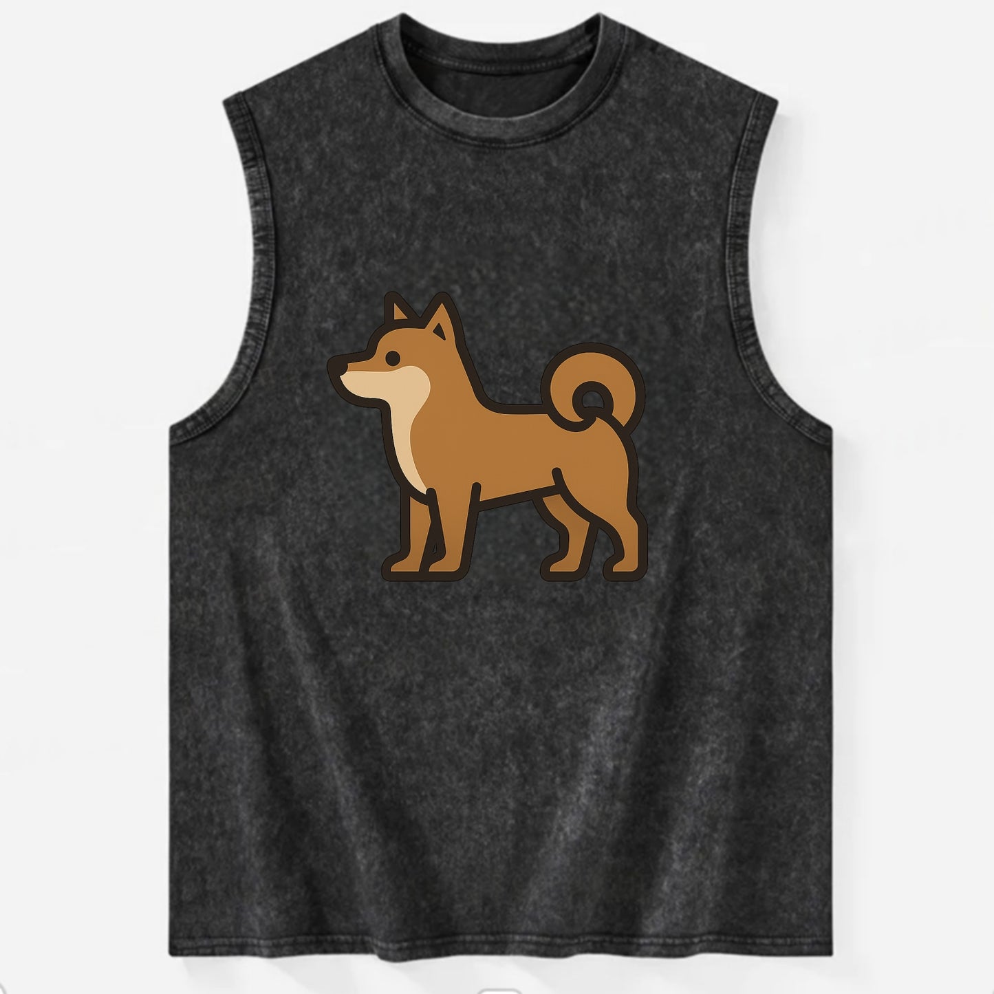 Shiba Inu - Red sesame flat side profile - Vintage Washed Tank - Black