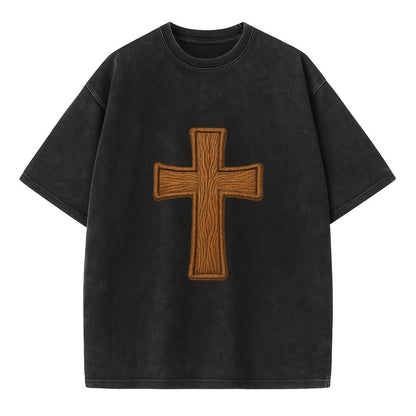 Carved Cross  - Vintage T-shirt - Black