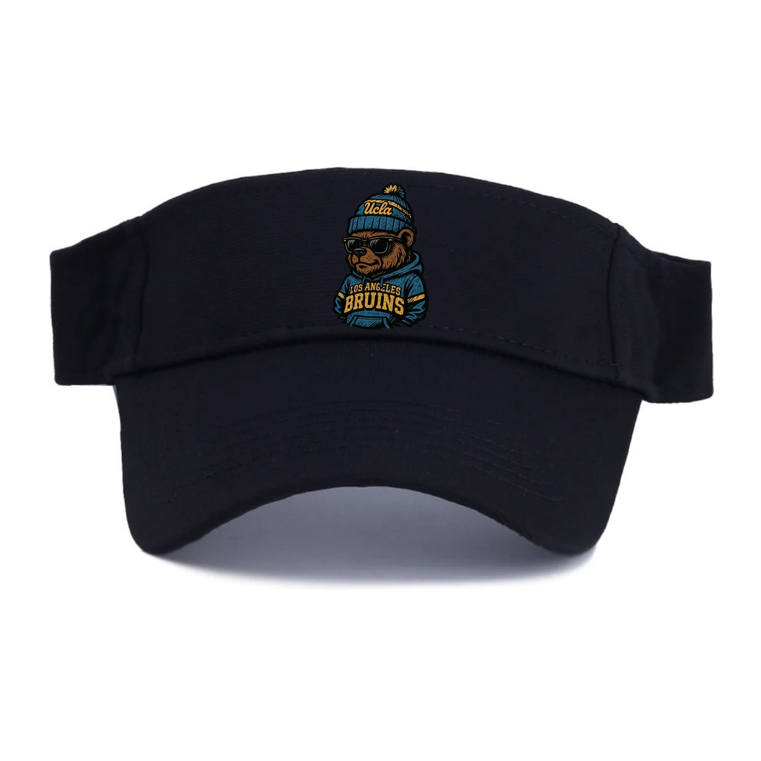 Los Angeles Bruin wearing UCLA beanie with script patch - Visor - Black
