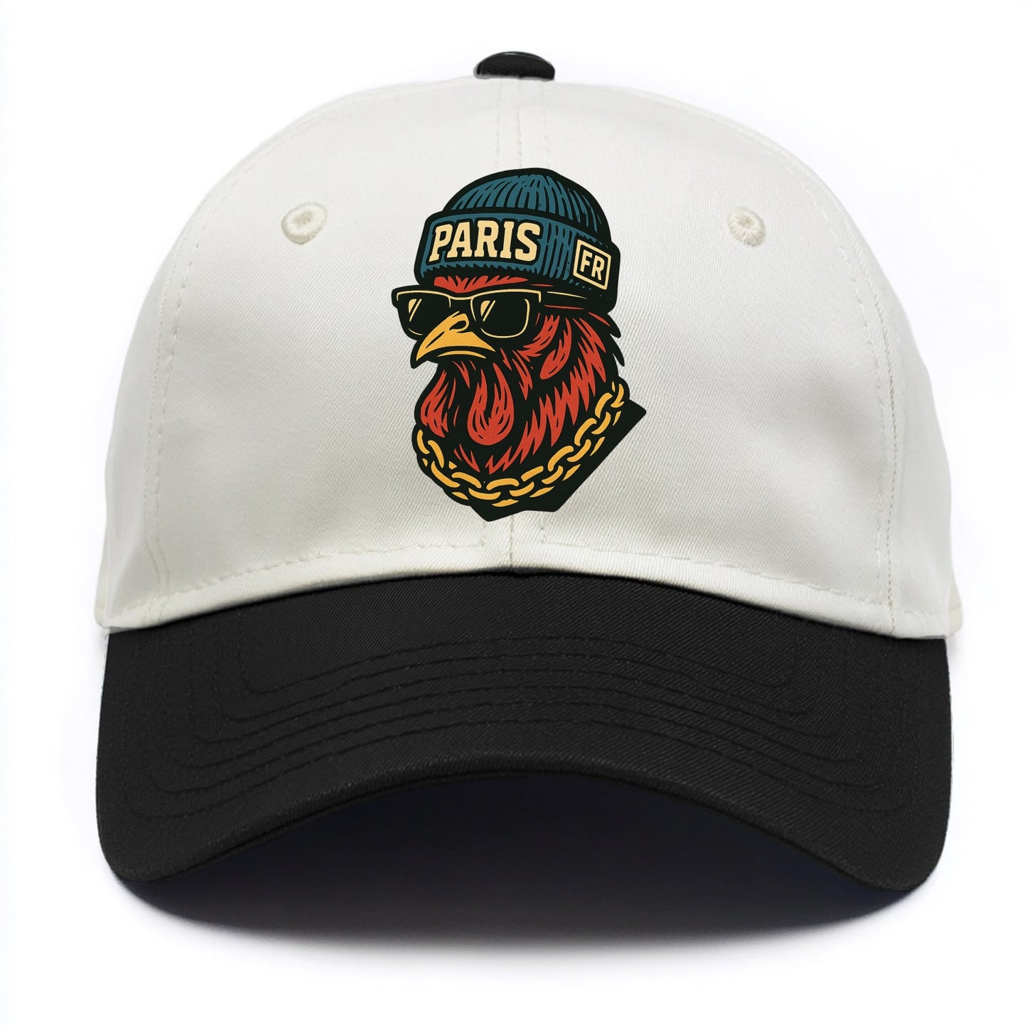 Paris Rooster - Two Tone Cap - Black