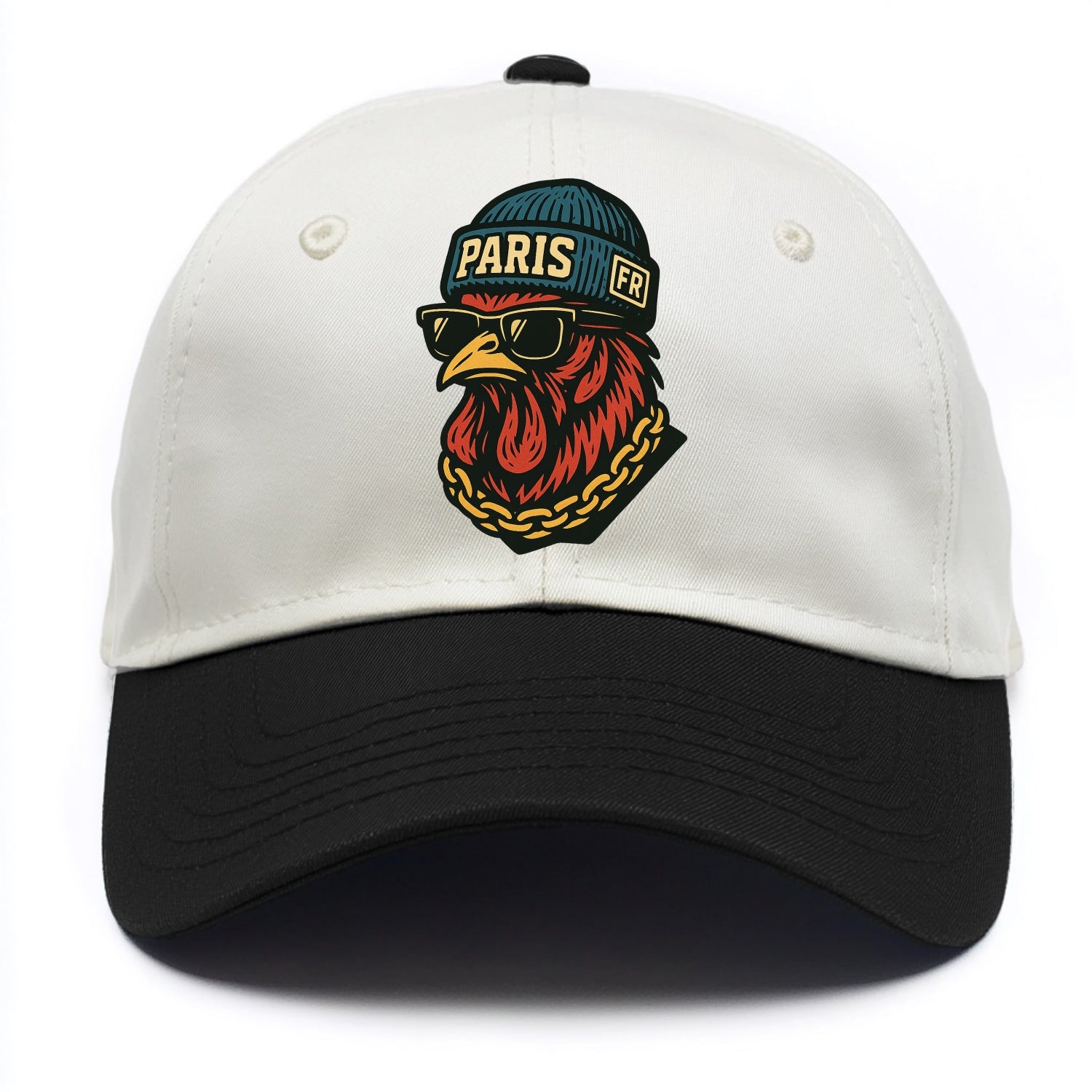 Paris Rooster - Two Tone Cap - Black