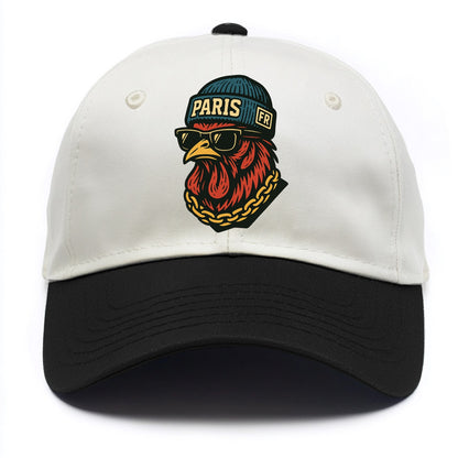 Paris Rooster - Two Tone Cap - Black