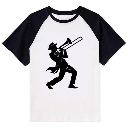 Trombone player jazz improvisation - Contrast Raglan T-shirt - Black