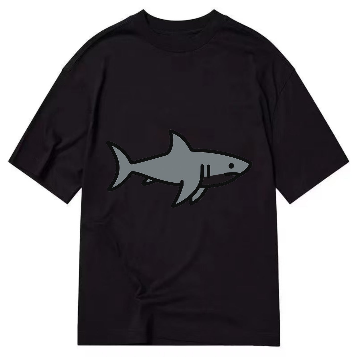 Great White Shark - Gray predator flat side profile - Classic T-shirt - Black