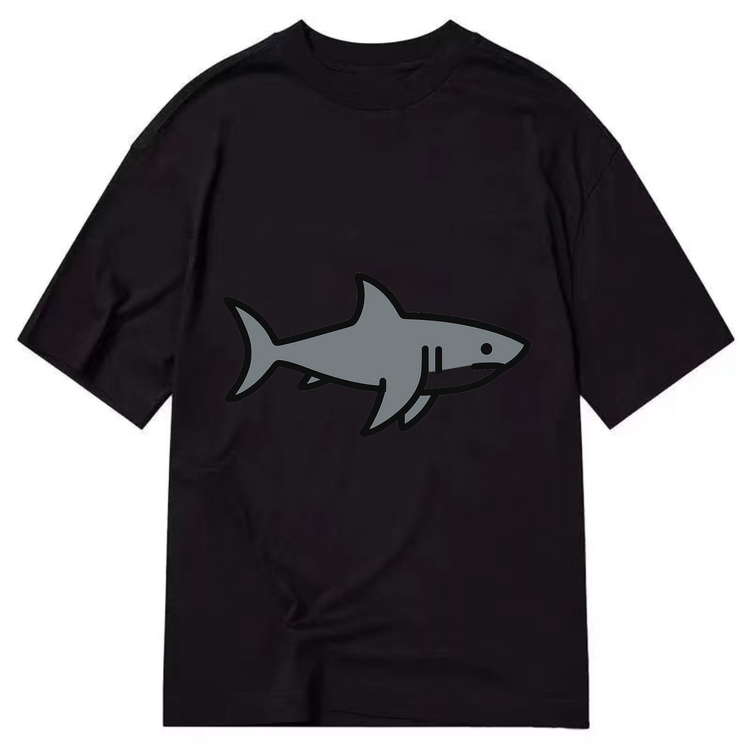 Great White Shark - Gray predator flat side profile - Classic T-shirt - Black
