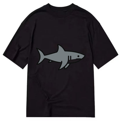 Great White Shark - Gray predator flat side profile - Classic T-shirt - Black