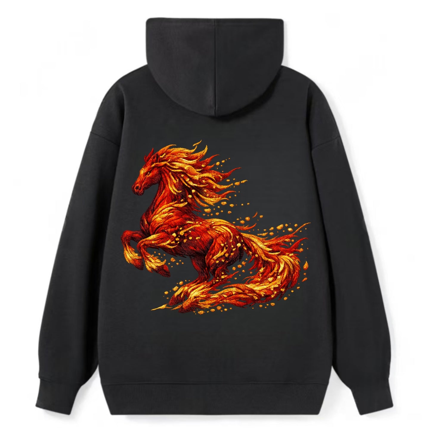 EMBER RISING | Sparks forming into horse shape | Particles of fire | - Classic Pullover Hoodie - Black