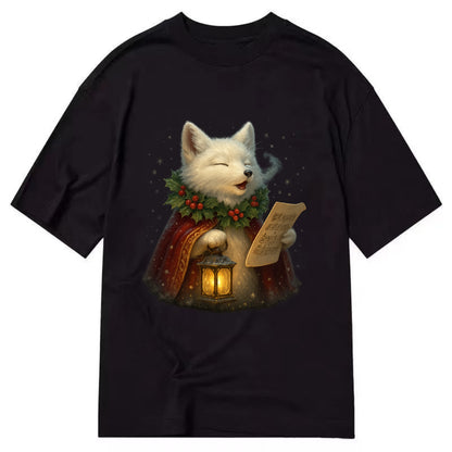 Snowbound Arctic Fox Caroler  - Classic T-shirt - Black
