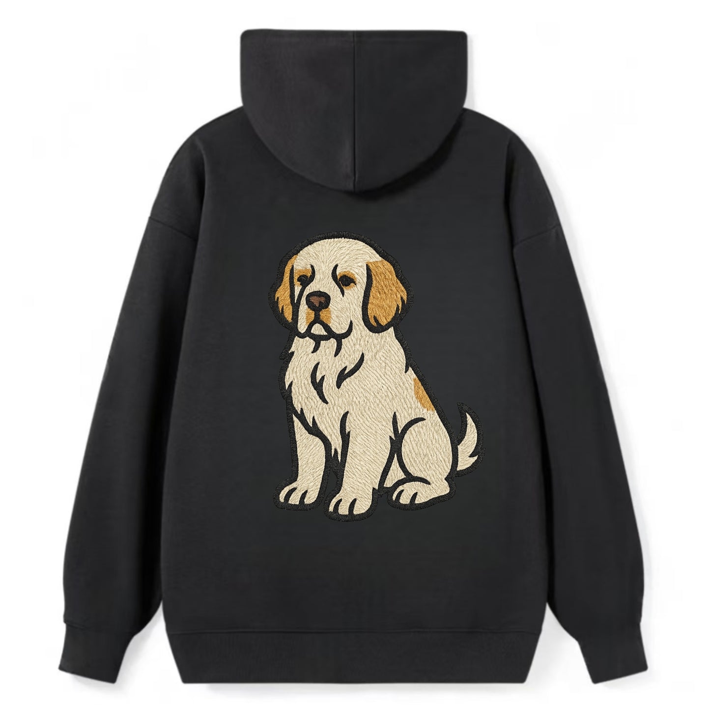 Clumber Spaniel - White with lemon markings embroidered pose - Classic Pullover Hoodie - Black