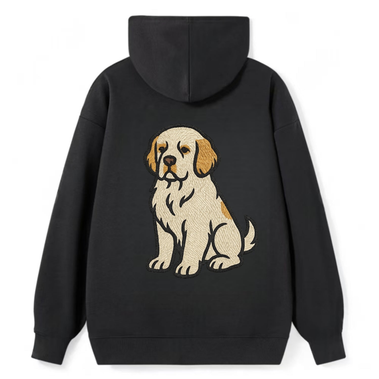 Clumber Spaniel - White with lemon markings embroidered pose - Classic Pullover Hoodie - Black