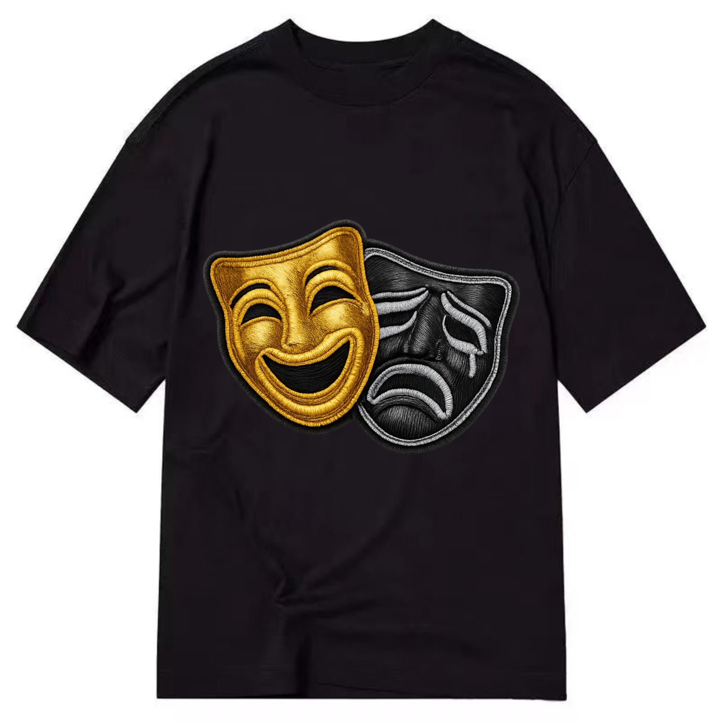 BROADWAY MASKS - comedy tragedy masks in gold and black , theater - Classic T-shirt - Black