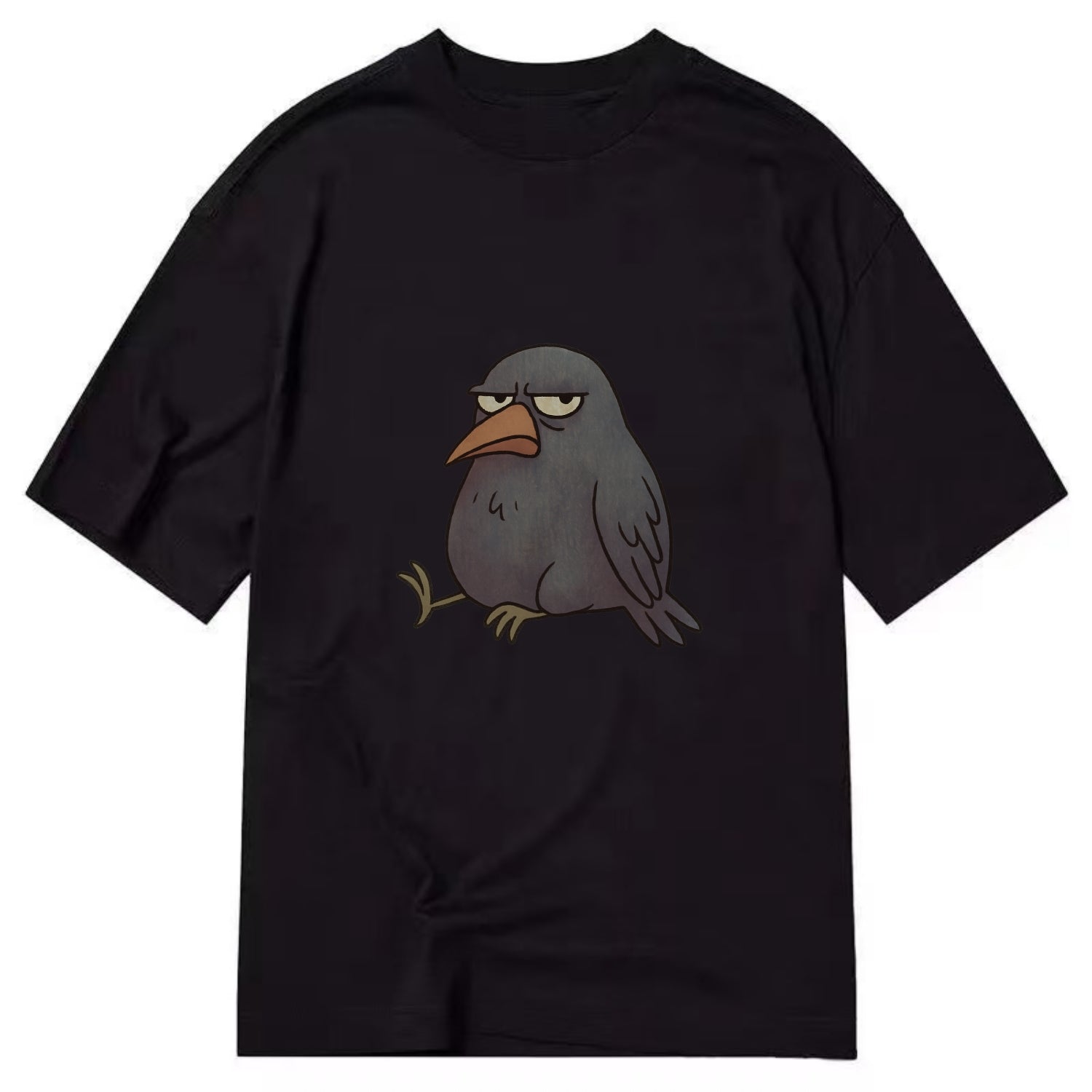 THE CROW JUDGES SILENTLY | Black crow with disapproving look - Classic T-shirt - Black